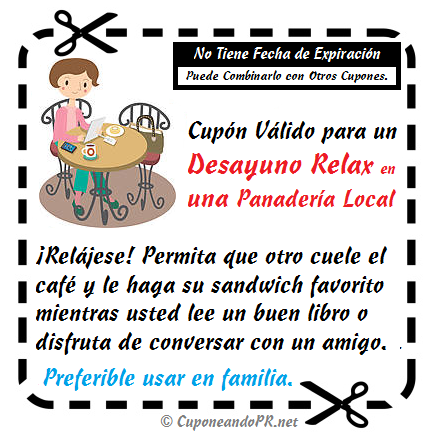 Cupón Desayuno en Panadería - cupones personalizados CuponeandoPRnet